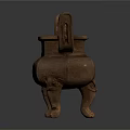Ancient Ceramic Ding Vessel With Three Legs Ornate Handles And Traditional Craftsmanship 3d model