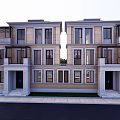 Modern Detached Villa Exterior With Two Story Design Large Windows And Balconies