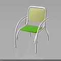 Modern Chair Furniture With White Frame Green Seat Cushion And Yellow Backrest