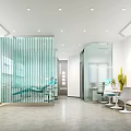 Modern Beauty Salon Interior With Glass Partition Display Shelves And Bright Environment