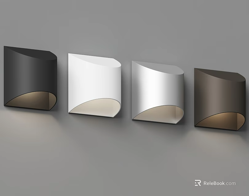 Modern Wall Lights with Black White Silver Brown Finishes and Curved Design for Home Decor 3d model 