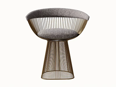 Elegant Modern Leisure Chair With Gray Upholstered Seat And Radiant Metal Base Design 3d model