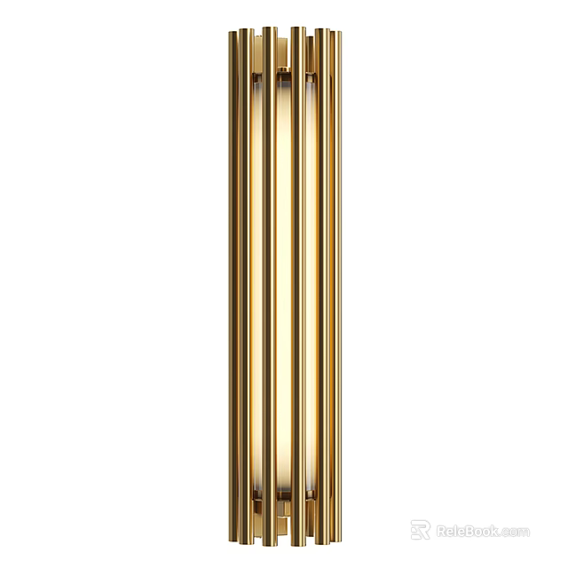 Modern Gold Brass Wall Sconce With Vertical Sleek Stripes Design For Home Interior 3d model 