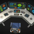 operation desk computer desk operation center console control center science fiction equipment science fiction device control room central desk 3d model