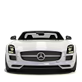 White Mercedes Two Door Sports Car With Sleek Exterior Black Wheels And Front Emblem