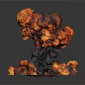 3D Rendered Garden Landscape With Volcano Eruption Red Orange Magma Black Mountain