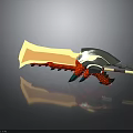 Fantasy Weapon Design With Silver Metal Blade Red Decorative Handle And Sharp Edge