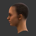 Realistic Woman Portrait With Bun Hairstyle And Side Profile View