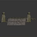 Curved Stone Walkway Architecture In Garden With Steps And Decorative Pillars