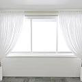 White Sheer Curtains With Tassels On Curtain Rod For Bright Room Window