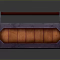Decorative Storage Box With Red Handle Purple Frame And Orange Wooden Stone Textured Panels