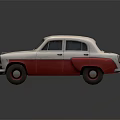 Vintage White and Red Classic Car with Retro Body Design and Shiny Finish