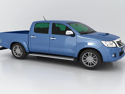 Stylish Blue Pickup Truck Double Cab Design With Silver Wheels And Side Steps 3d model