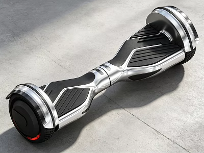 Two Wheel Self Balancing Hoverboard With Modern Silver Black Functional Design 3d model