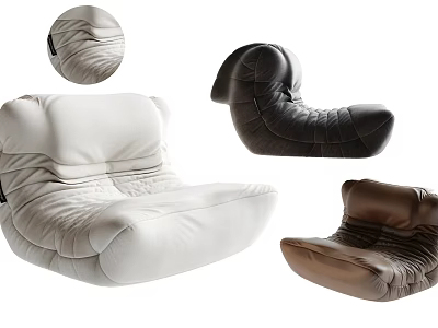 White Black Brown Bean Bag Chairs With Cozy Wrinkled Design For Living Room 3d model