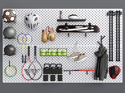 Modern hole board wall decoration pendant sports equipment 3d model