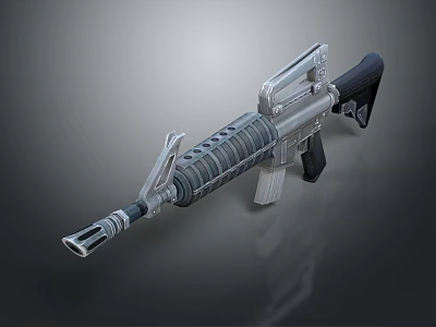 Tactical Modern Rifle With Metallic Finish Detailed Barrel Stock And Magazine 3d model