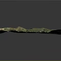 3D Mountainous Terrain Model With Central Volcanic Crater Lush Green Vegetation And Snowy White Areas