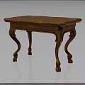 Classic Wooden Table With Intricate Carved Legs And Smooth Marble Top