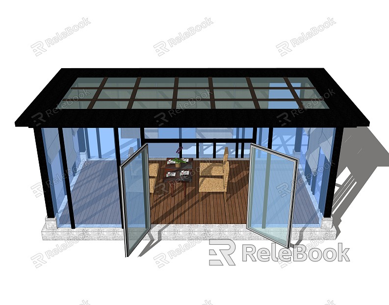 Modern Pavilion Landscape Pavilion Landscape Pavilion Drinking Tea Room Chess and Card Room model