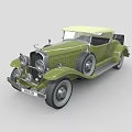Green Vintage Convertible Car With Classic Design And Retro Old Fashioned Style