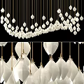 Modern White Teardrop Chandeliers With Golden Hangers For Decorative Ceiling Lighting