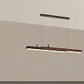 Modern Long Strip Pendant Light With Wooden Frame And Black Hanging Cords