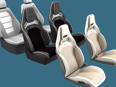 Modern Car Seats With Leather And Fabric Upholstery In Various Styles 3d model