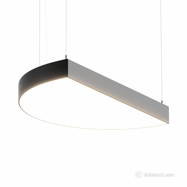 Modern Minimalist Pendant Light With Curved Metal Frame And Soft Illumination 3d model 