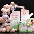 Beauty Skincare Premium Experience Interactive Zone With Pastel Balloons Flower Bouquets And Display Materials