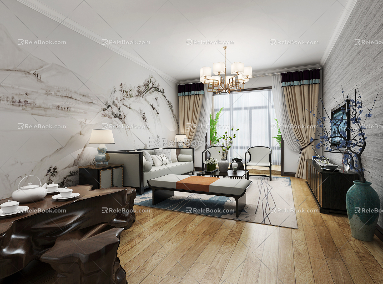 New Chinese Living Room 3d model