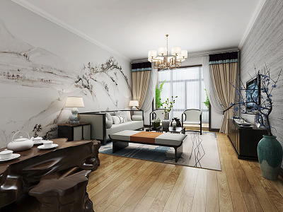 New Chinese Living Room 3d model