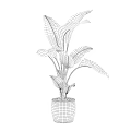 Indoor Garden Accent Piece With Tall Green Plants Large Leaves And White Ceramic Pot