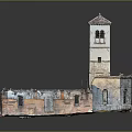 Historic Architectural Model Featuring Bell Tower And Weathered Colorful Facade