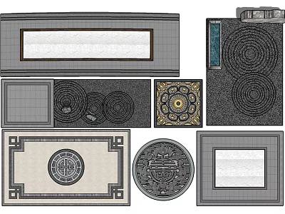 Decorative Garden Ornaments With Intricate Patterns Circular Square And Geometric Designs 3d model