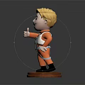3D Model Golden Haired Cartoon Game Movie Character In Orange Outfit Giving Thumbs Up