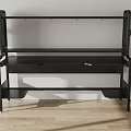 Sleek Modern Black Entertainment Table With Multiple Shelves And Metal Frame Design