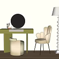 Modern Dressing Table Dressing Table Makeup Stool Combination Single Chair Floor Lamp 3d model