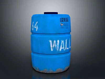 Stacked Blue Plastic Barrels With WALL Text And Solid Exterior Design 3d model