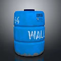 Stacked Blue Plastic Barrels With WALL Text And Solid Exterior Design