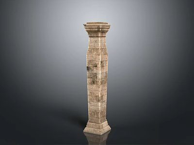 Classic Stone Pillar With Intricate Details In Serene Scenic Landscape Setting 3d model