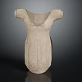 Cream Colored Short Sleeved V Neck Dress With Intricate Lace Details