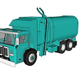 Green Garbage Truck With Rear Loader And Large Container For Waste Collection 3d model