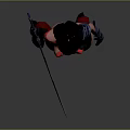 Game Movie Warrior Character With Black Long Hair Red And Black Armor Holding Sword
