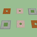 Outdoor Tree Pits With Green Trees On Paved Ground And Various Designs