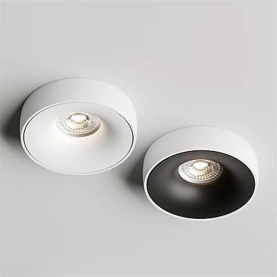 Modern LED Downlights and Spotlights with Round White and Black Design for Home Ceiling Lighting 3d model