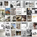 Collection Of Modern Design Fashion Interior Books And Magazines With Various Covers