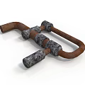 Rusty Metal Pipes With Gray Stone Wrapped Sections Industrial Decorative Elements