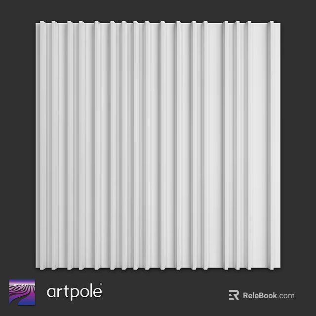 White Corrugated Panel Component with Vertical Ridges and Smooth Surface Design 3d model 