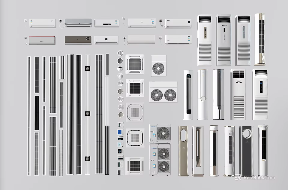 Assorted Air Conditioner Fan Models with Modern Design and Home Cooling Solutions 3d model